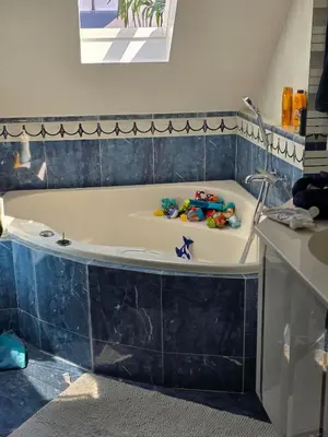 Salle de bains dans l'établissement Maison type Villa avec Jacuzzi proche du circuit