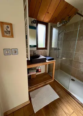 Salle de bains dans l'établissement Une jolie Maison en bois au bord de l'Indre