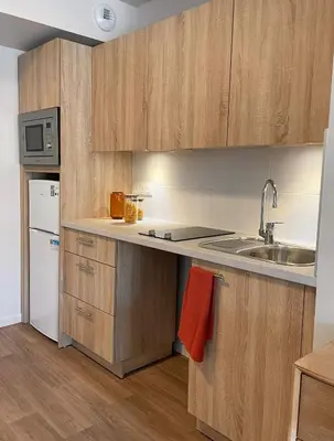 Cuisine ou kitchenette dans l'établissement Zenao Appart'hôtels Tours