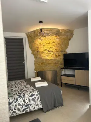 Un ou plusieurs lits dans un hébergement de l'établissement Studio cosy proche d Amboise