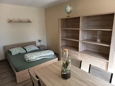 Un ou plusieurs lits dans un hébergement de l'établissement Grand appartement T2 cosy 4 personnes Proche Tours Centre
