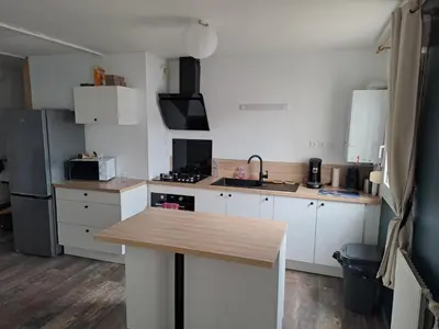 Cuisine ou kitchenette dans l'établissement Appartement Proche Gare et Circuit 24h