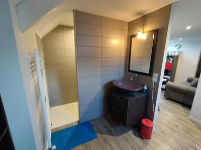 Salle de bains dans l'établissement Les nichoirs - Appartemment à Vouvray