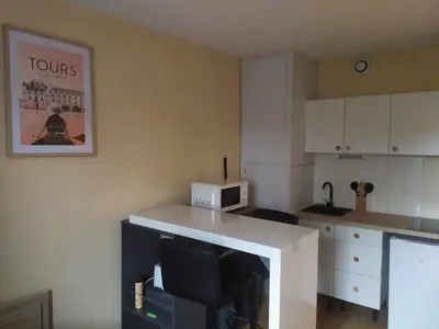 Cuisine ou kitchenette dans l'établissement T1 cosy 2 personnes à Tours Sud