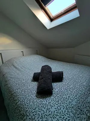 Un ou plusieurs lits dans un hébergement de l'établissement Appartement La cabane perchée 9 personnes wifi