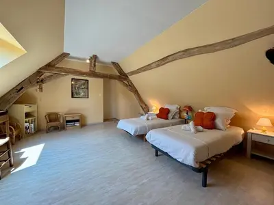 Un ou plusieurs lits dans un hébergement de l'établissement Maison de campagne de charme