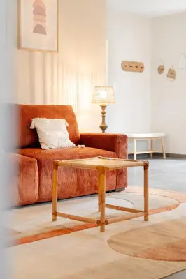 Coin salon dans l'établissement Le Refuge 50m2 - Logement avec jardin près de Blois