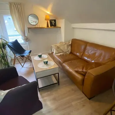 Coin salon dans l'établissement Appartement cosy en plein centre-ville de Tours