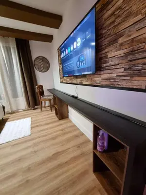 Télévision ou salle de divertissement dans l'établissement Esprit Chalet en centre ville Confort et charme