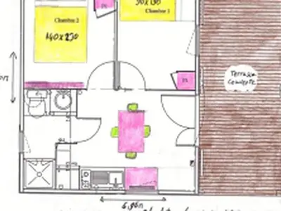 Plan de l'établissement Chalet Charmant pour 4 avec Terrasse - API-1-52-1133
