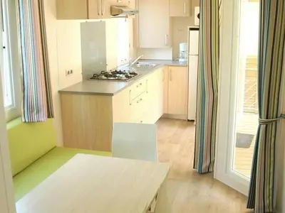 Cuisine ou kitchenette dans l'établissement Mobil home spacieux avec terrasse à Luynes pour 7 personnes - API-1-52-1149