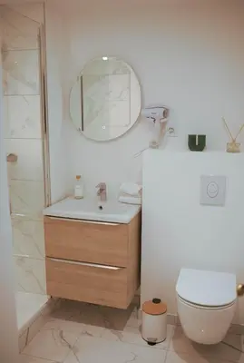 Salle de bains dans l'établissement Appartement cosy avec vue dégagée, Centre du Mans