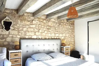 Un ou plusieurs lits dans un hébergement de l'établissement Gite la Poitevinière, jardin, barbecue, proche Saumur, 7 couchages