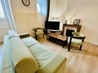 Télévision ou salle de divertissement dans l'établissement Appartement spacieux & familial, climatisation, hypercentre de Tours, le Belvédère