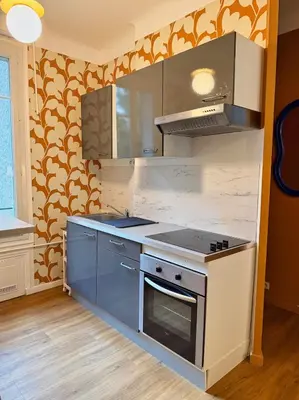 Cuisine ou kitchenette dans l'établissement L'Escapade Bleue