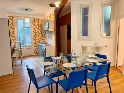 Cuisine ou kitchenette dans l'établissement L'Escapade Bleue