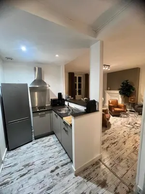 Cuisine ou kitchenette dans l'établissement Appartement au pied du Vieux-Mans