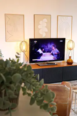 Télévision ou salle de divertissement dans l'établissement Appartement au pied du Vieux-Mans