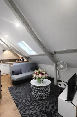 Coin salon dans l'établissement Charmant nid sous les combles – Centre & gare