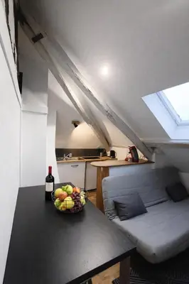Coin salon dans l'établissement Charmant nid sous les combles – Centre & gare