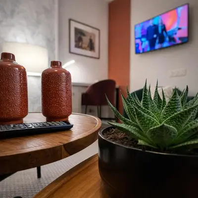 Télévision ou salle de divertissement dans l'établissement Studio lumineux - Balcon - Bureau - Gare a proximité