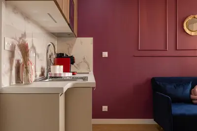 Cuisine ou kitchenette dans l'établissement 303 Chanzy - Suite Eden - T1 Chic & Spacieux