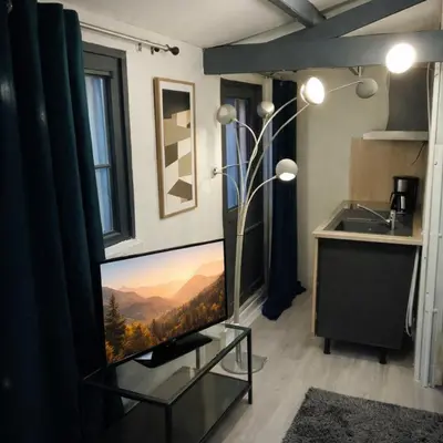 Cuisine ou kitchenette dans l'établissement studio cosy indépendant dans un jardin privé