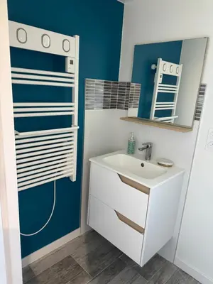 Salle de bains dans l'établissement Domaine des Moizons, Le Laurier