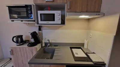 Cuisine ou kitchenette dans l'établissement Le petit quai # Studio # site historique