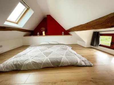 Un ou plusieurs lits dans un hébergement de l'établissement Maison de campagne, charme Touraine - pers. - FR-1-381-649