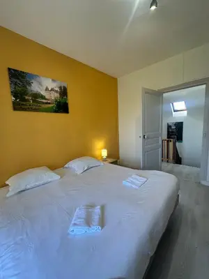 Un ou plusieurs lits dans un hébergement de l'établissement T3 vue sur le Château d'Azay-le-Rideau ! Avec 2 SDB
