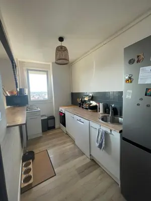 Cuisine ou kitchenette dans l'établissement Appartement T2 Tram direct Circuit 24H