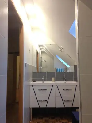 Salle de bains dans l'établissement La Rosée D'Anché
