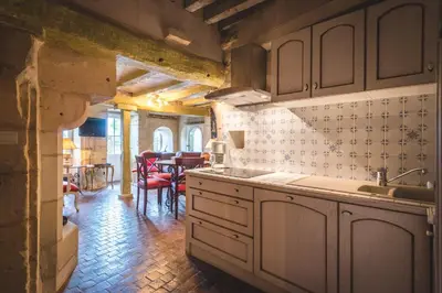 Cuisine ou kitchenette dans l'établissement Logis Demeure de la Vignole
