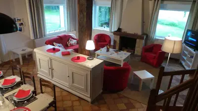 Coin salon dans l'établissement Gite le Courbat
