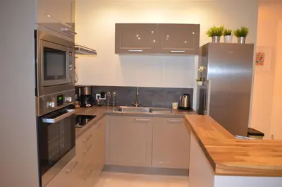 Cuisine ou kitchenette dans l'établissement Gîte de la Merluchette