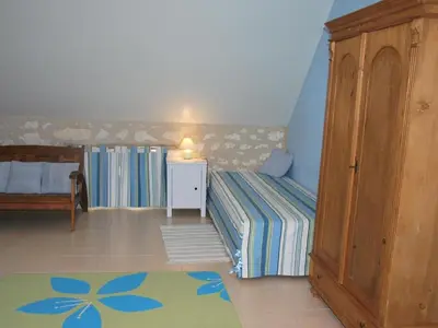 Un ou plusieurs lits dans un hébergement de l'établissement Gîte Tourangeau près de Loches avec Cheminée et Jardin - FR-1-381-40