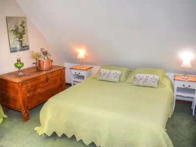 Un ou plusieurs lits dans un hébergement de l'établissement Gîte douillet en forêt d'Amboise, parc boisé 2.5 ha, cheminée, vélos, WiFi, jardin privé, animaux acceptés - FR-1-381-457
