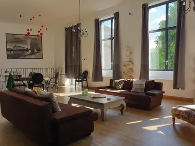 Coin salon dans l'établissement Gîte du Château