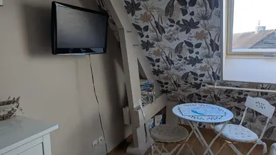 Télévision ou salle de divertissement dans l'établissement Chambre Rose Blanche
