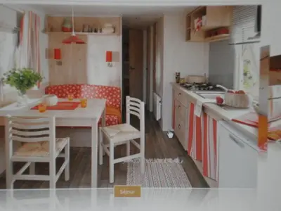 Cuisine ou kitchenette dans l'établissement Les Roulottes de Cuzay