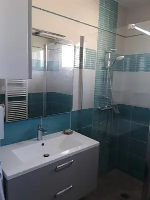 Salle de bains dans l'établissement Petite suite sympa Avoine