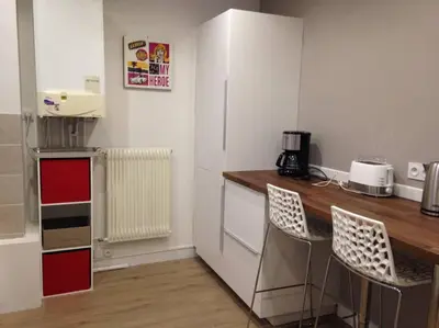 Cuisine ou kitchenette dans l'établissement LOIRE VELO 3 Appartements Moderne Vélo Parking 20 places vélos Centre Ville Historique Blois