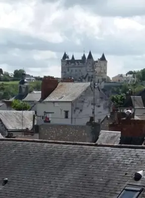 Vue générale sur Saumur ou vue de la ville depuis l'appartement
