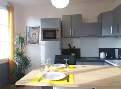 Cuisine ou kitchenette dans l'établissement Appt 2ème étage sur l’ile de Saumur