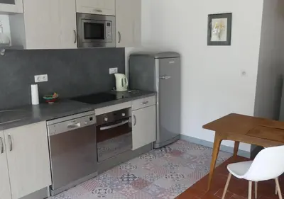 Cuisine ou kitchenette dans l'établissement Le gîte de l'Hermine - La Blinerie