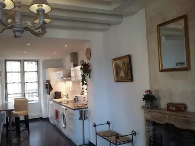 Cuisine ou kitchenette dans l'établissement Petite Maison Romantique au calme, Cœur Historique, vue Ville et Jardin