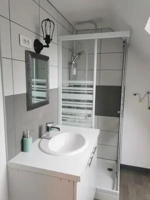 Salle de bains dans l'établissement maison du bonheur de la basse biguerie proche du zoo de la flèche