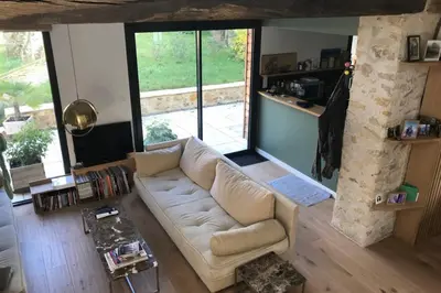 Coin salon dans l'établissement Gite du Plat d'Etain , confortable maison indépendante , Pays de la Loire