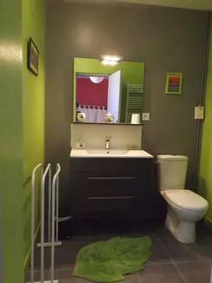 Salle de bains dans l'établissement Les Eléphants bleus